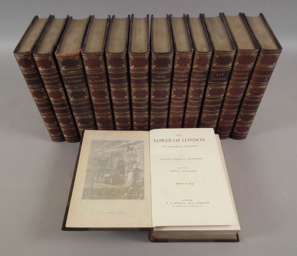 William Harrison Ainsworth - Thirteen volumes relating : William Harrison Ainsworth - Thirteen volumes relating to English History - Edition Duluxe, published by G.J. Howell & Company, London (thirteen three quarters blue leather bound volumes)