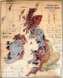 Archibald Geikie - A large coloured geological map of