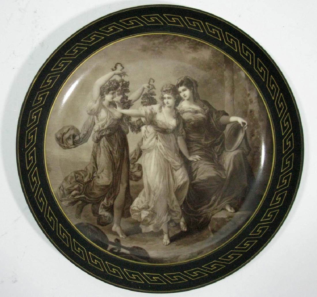 FRENCH PORELAIN PLATE / LOW BOWL EN GRISAILLE THRE (1 of 7)