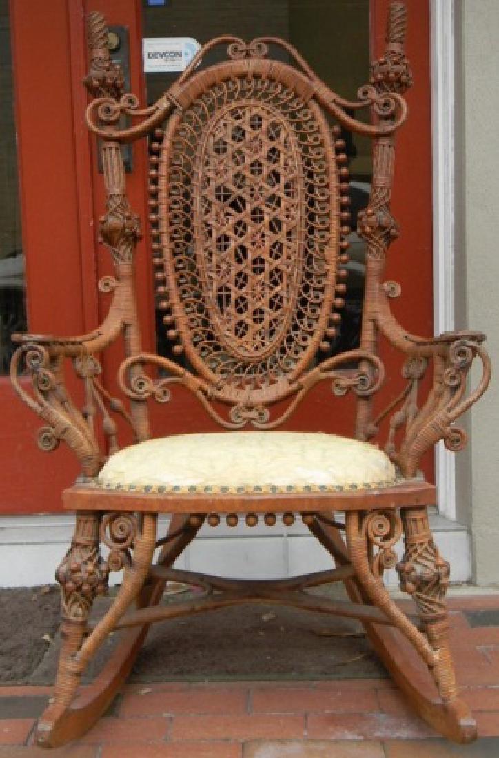 HEYWOOD WAKEFIELD WICKER ROCKING CHAIR (1 of 8)