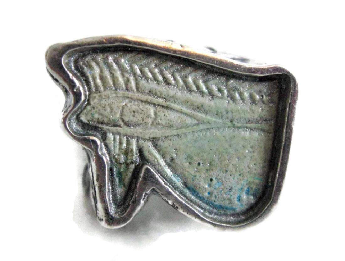 EGYPTIAN FAIENCE WEDJAT HORUS AMULET RING (1 of 6)