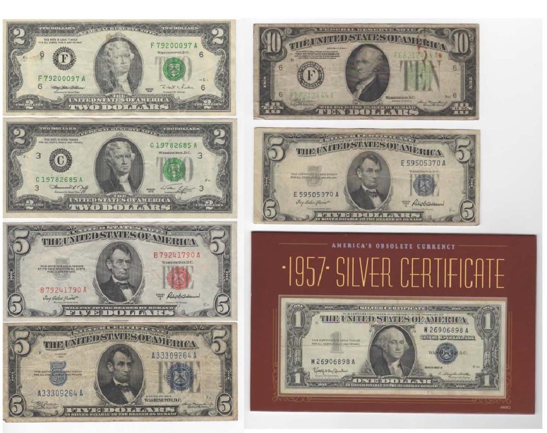 $1 $5 $10 SILVER CERTIFICATE DOLLARS & $2 BILLS (1 of 5)