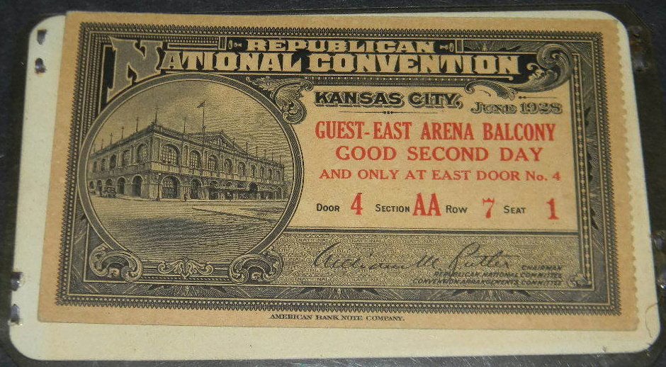 1928 REPUBLICAN NATIONAL CONVENTION TICKETS (1 of 8)