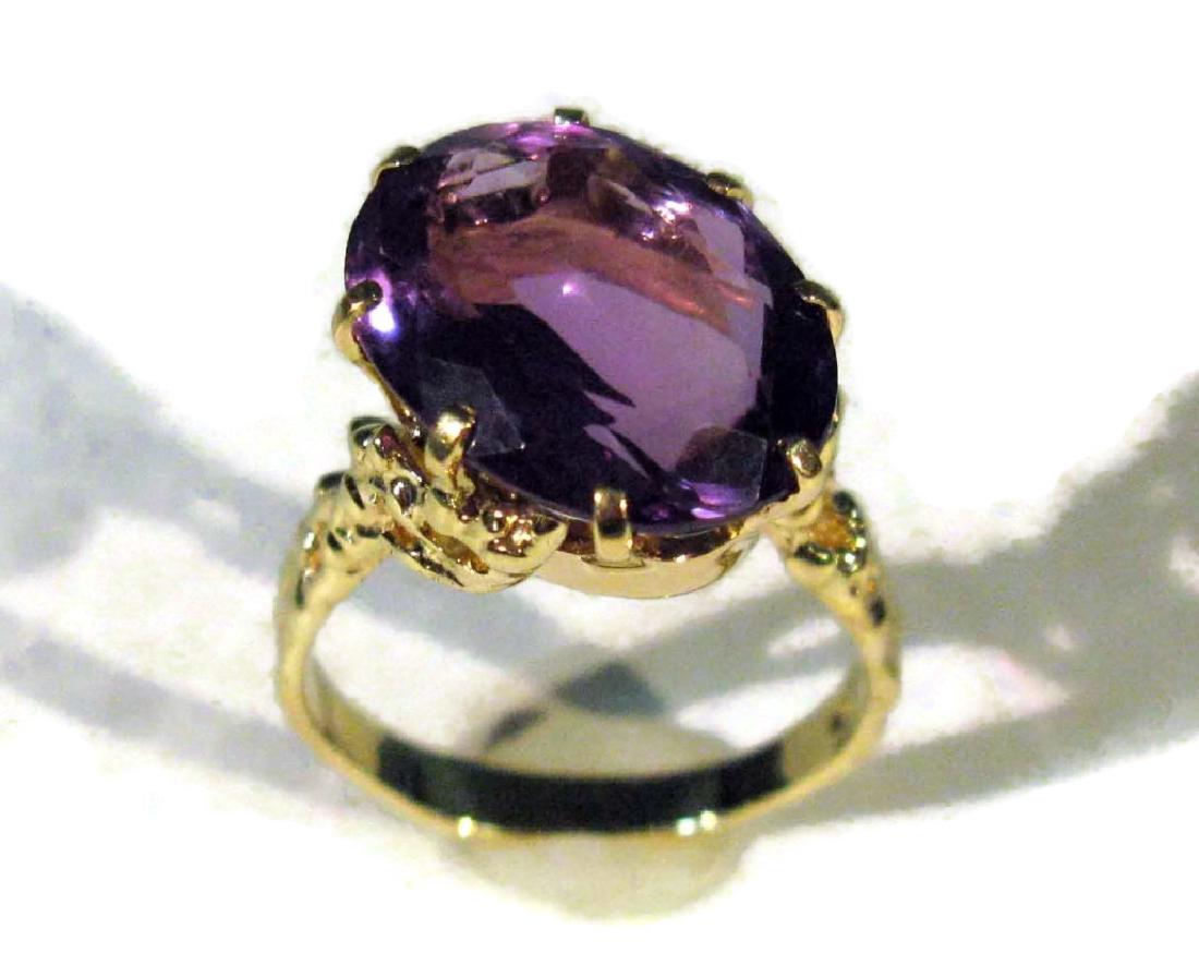 CUSTOM 14K GOLD RING W/ PURPLE AMETHYST 8.2CTS (1 of 7)