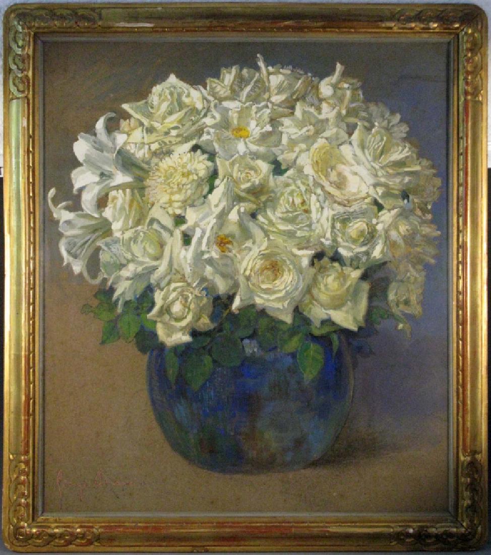 GEORGES BRASSEUR PAINTING WHITE ROSES & LILIES (1 of 8)