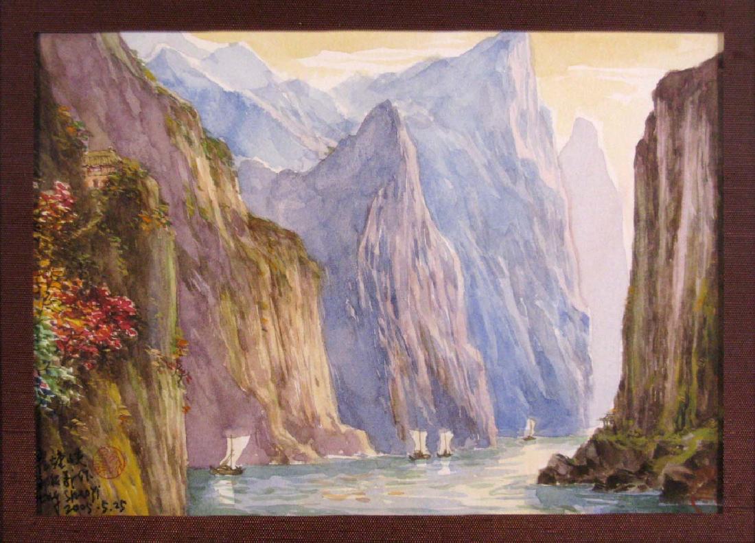 DENG SHAOYI WATERCOLOR THREE GORGES YANGTZE RIVER (1 of 7)