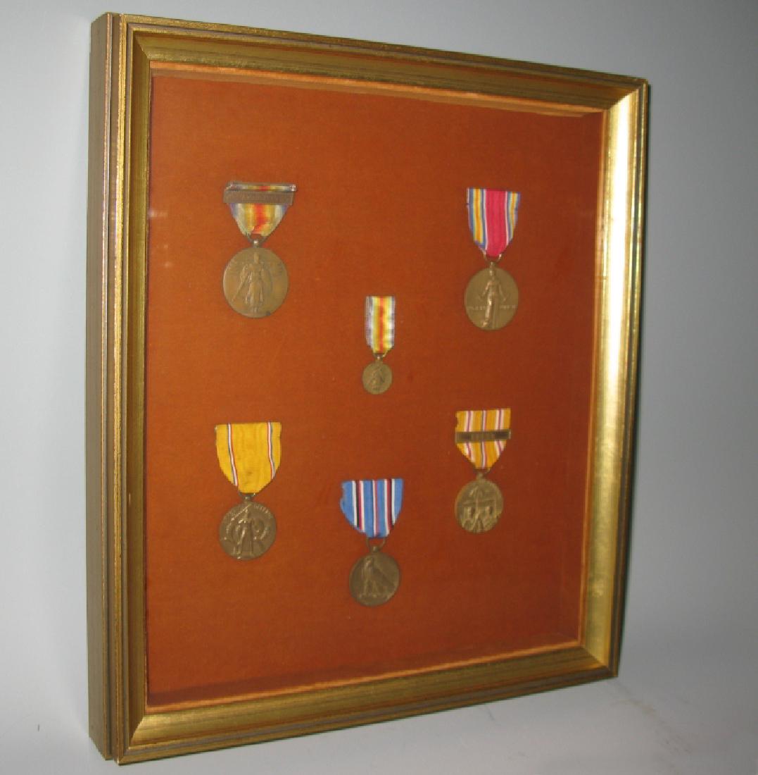 WWII ATLANTIC FLEET FRAMED MEDALS & RIBBONS (1 of 6)
