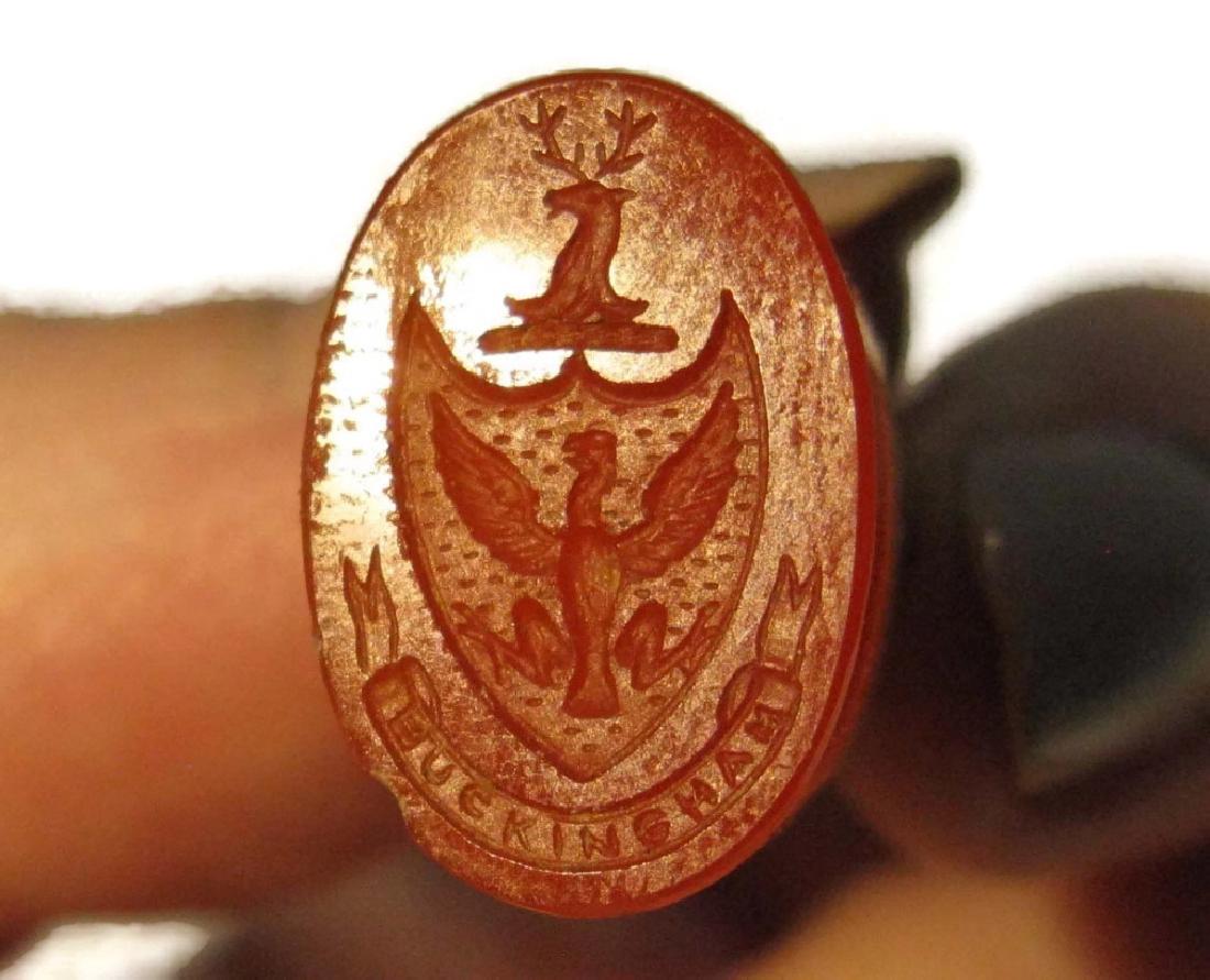 CARVED CARNELIAN SEAL STAMP PENDANT BUCKINGHAM (1 of 3)