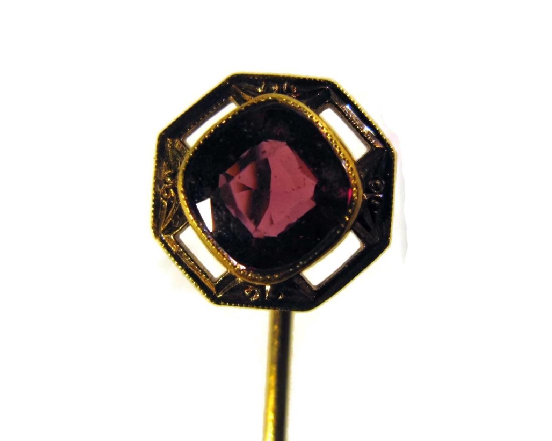 14K GOLD STICK / HAT PIN WTH TOURMALINE (1 of 4)