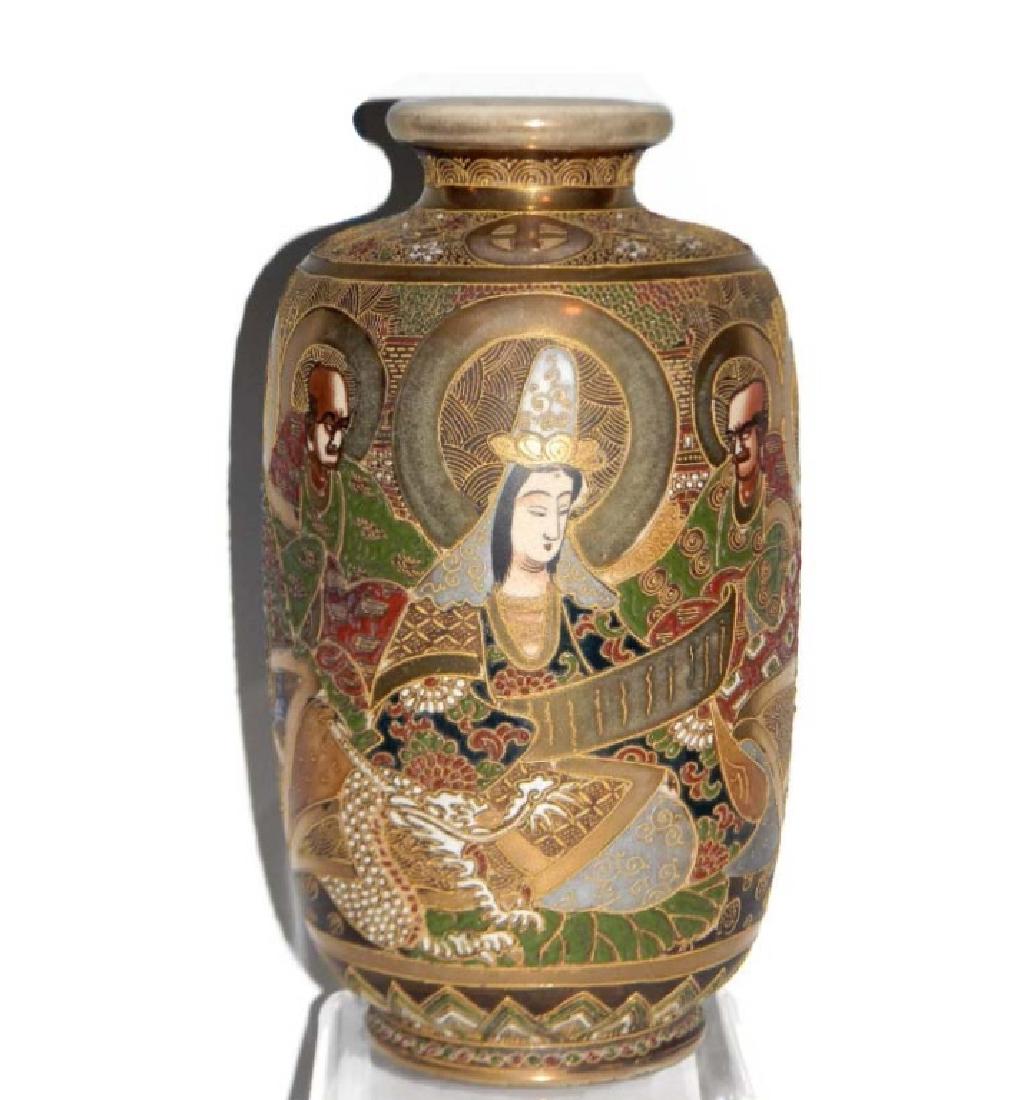 19TH C. JAPANESE CERAMIC SATSUMA VASE 7 IMMORTALS (1 of 10)