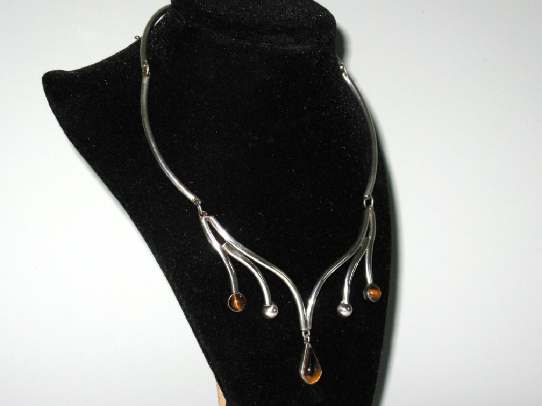 ADAN ALVARADO TAXCO NECKLACE 925 & TIGER'S EYE (1 of 5)