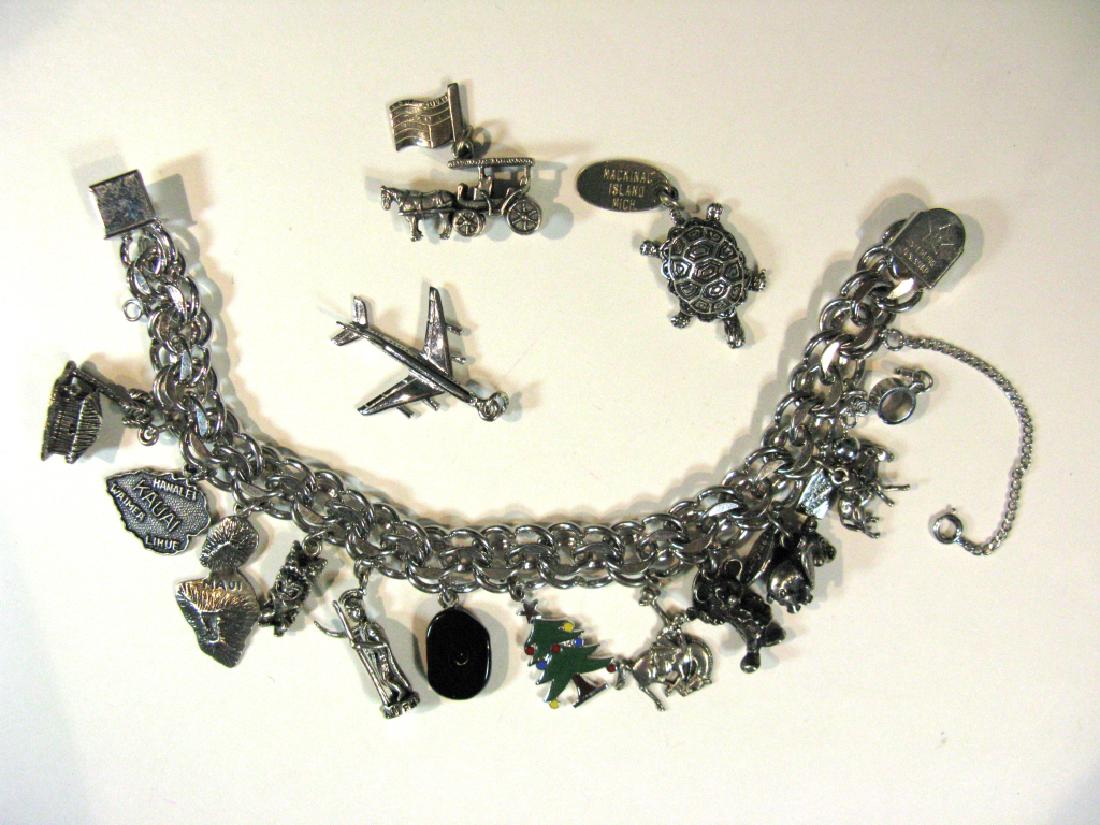 .925 BRACELET W/ 14 SOUVENIR CHARMS HAWAII & DISNEY (1 of 4)