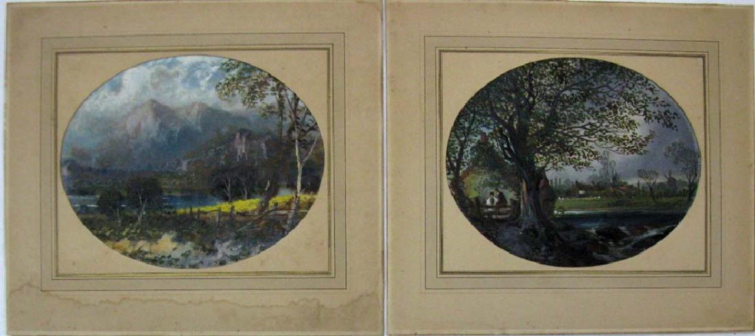 PAIR OLD 19TH C. OIL ON BOARD LANDSCAPE PAINTINGS (1 of 9)