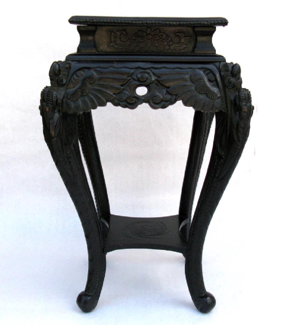 ANTIQUE CARVED CHINESE LACQUER TABLE W/ DRAGONS (1 of 8)