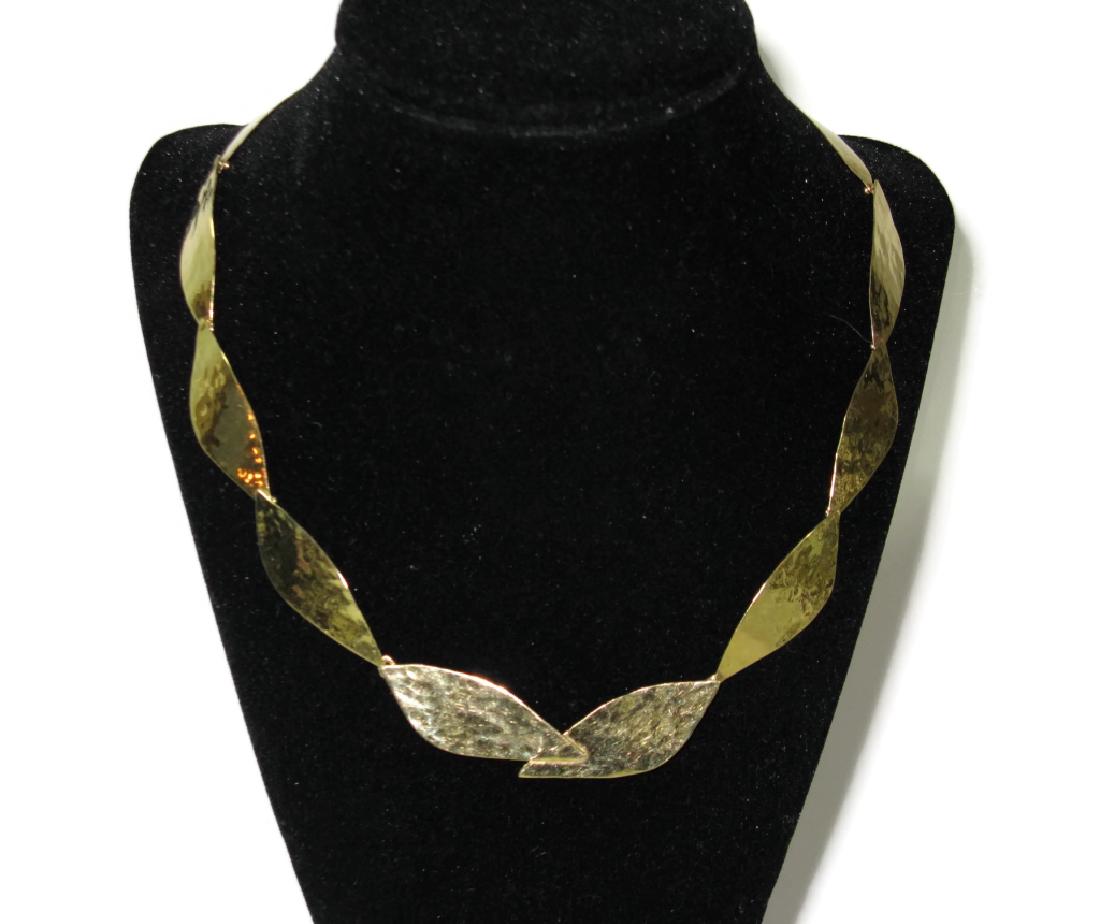 18K GOLD SIGNED CONVERTIBLE LAUREL LEAF NECKLACE (1 of 4)