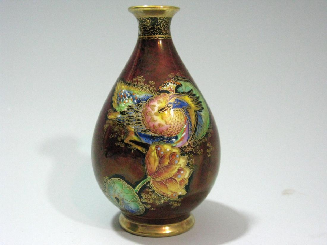 CARLTON WARE PORCELAIN LUSTRE VASE CRESTED BIRD (1 of 4)