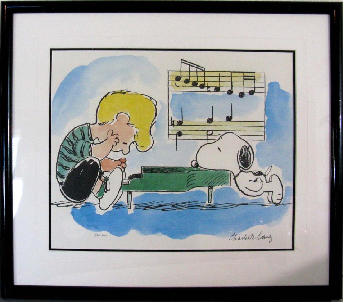 CHARLES SCHULZ SIGNED LITHO SCHROEDER & SNOOPY (1 of 5)