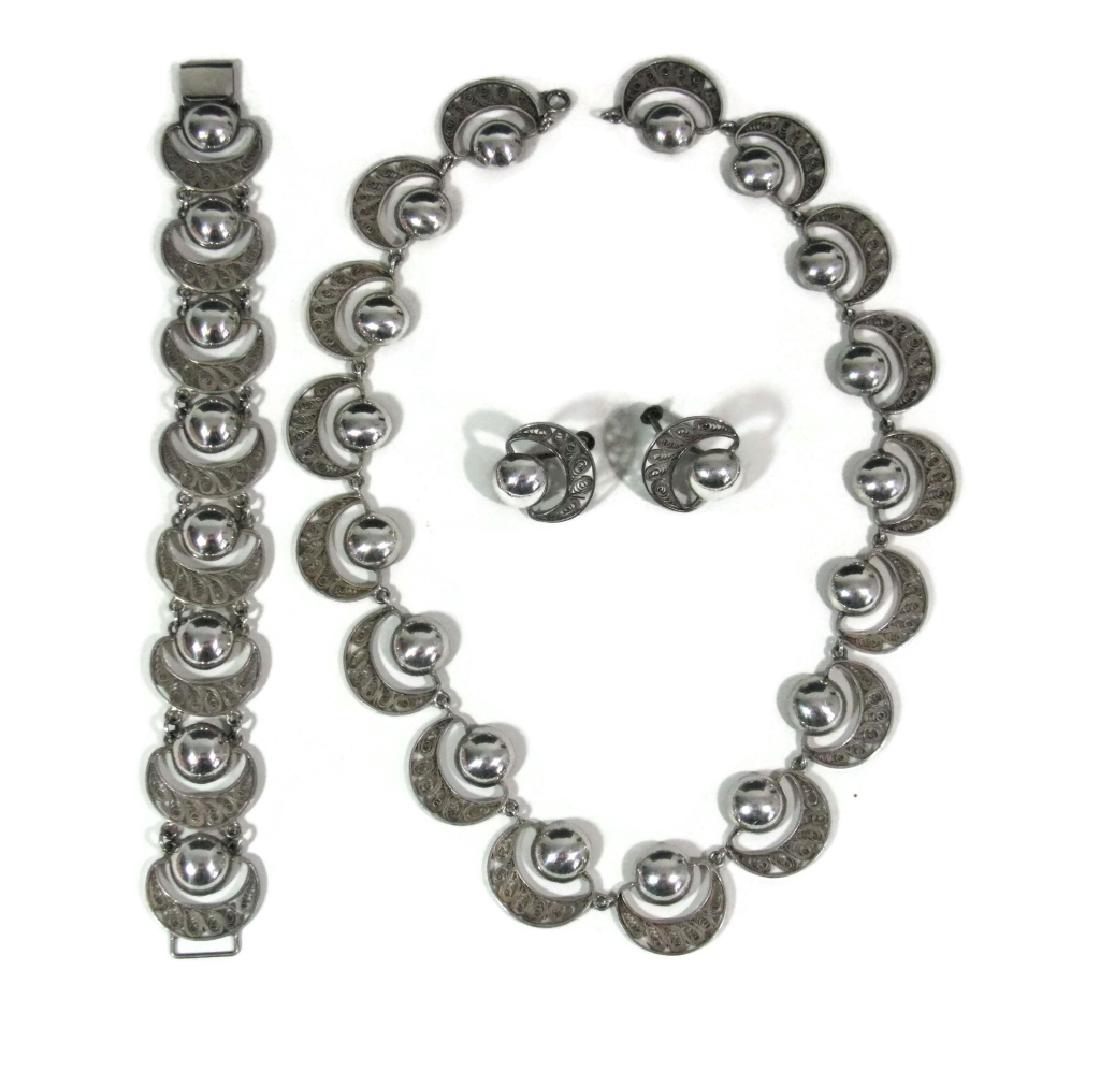 SIGNED STERLING SILVER PARURE C. 1940S (1 of 6)