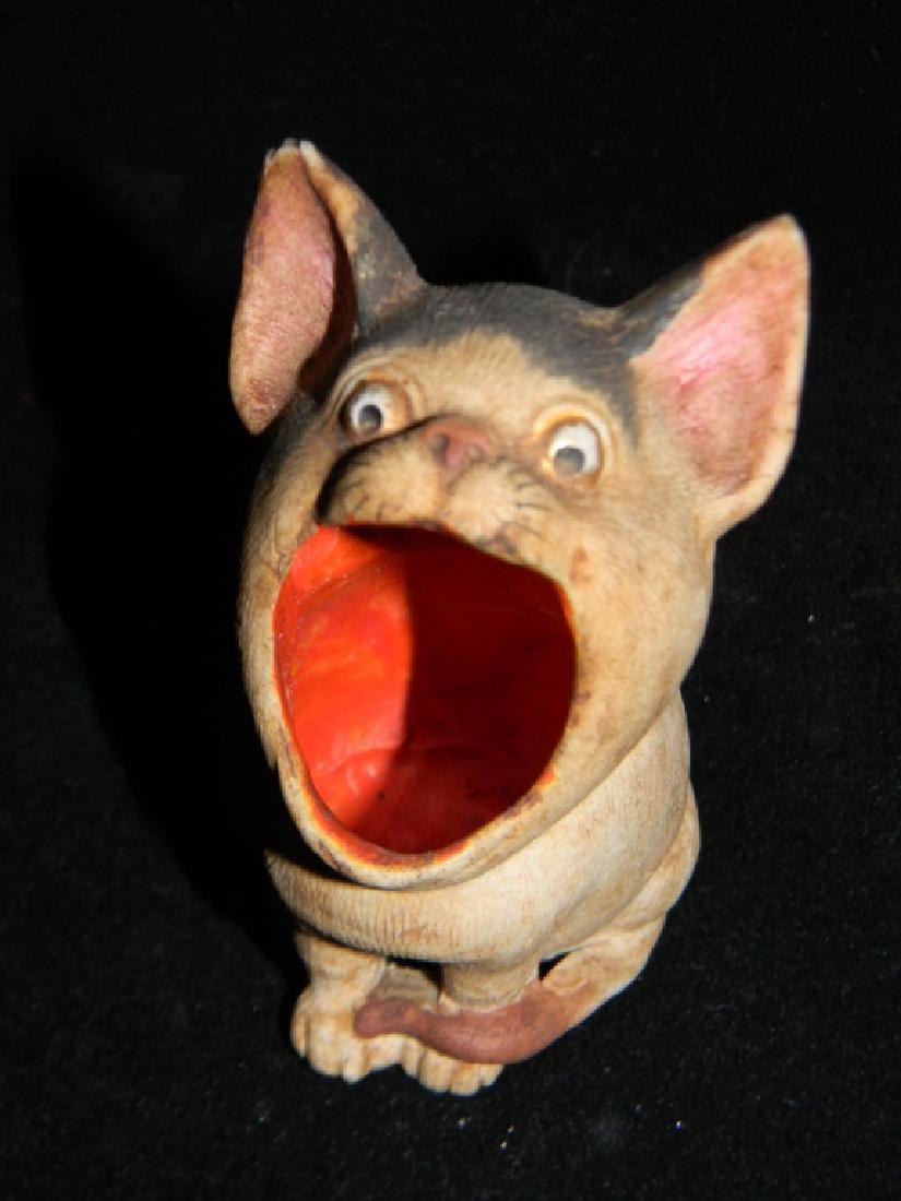 BISQUE OPEN MOUTH CAT MATCH HOLDER (1 of 7)