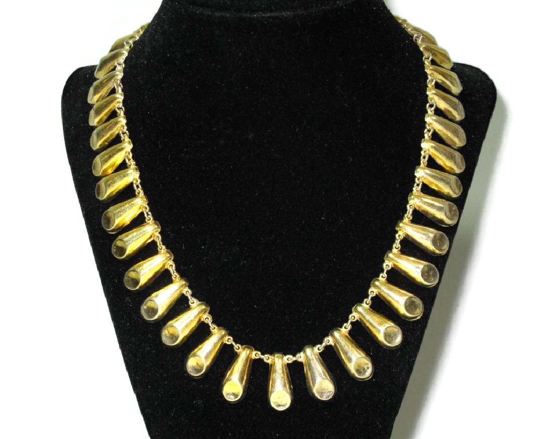 SIGNED TAXCO TEARDROP NECKLACE GILDED STERLING (1 of 4)