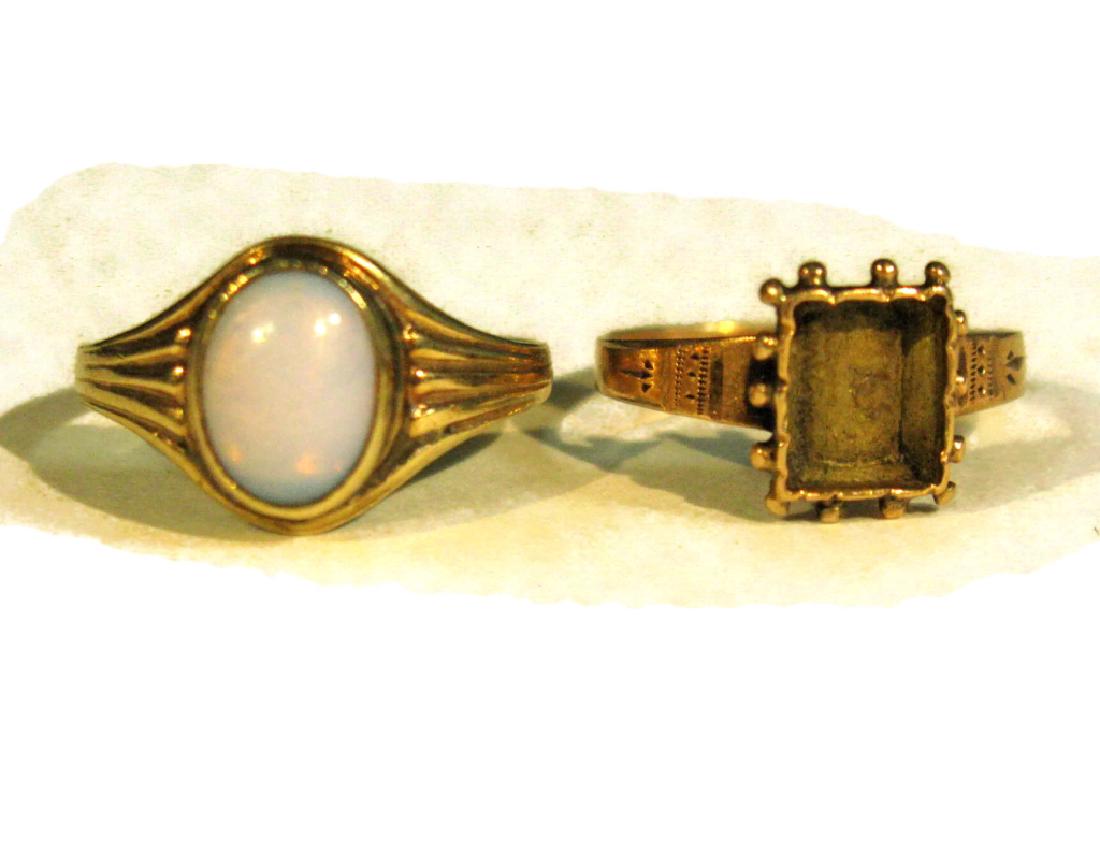 2 14K GOLD VICTORIAN RINGS BLUE OPAL & ETRUSCAN (1 of 5)