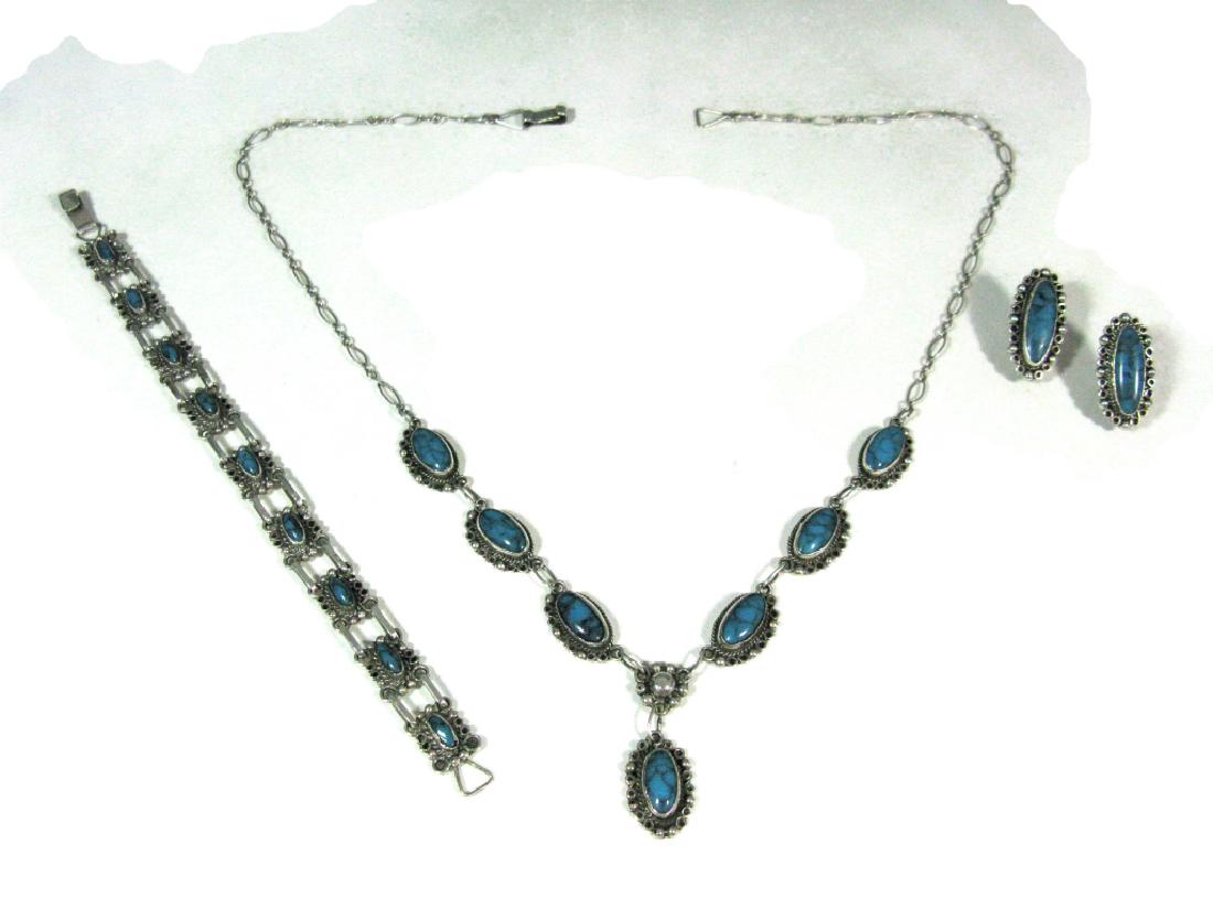 MEXICAN .925 SIGNED NECKLACE EARRINGS & BRACELET (1 of 5)