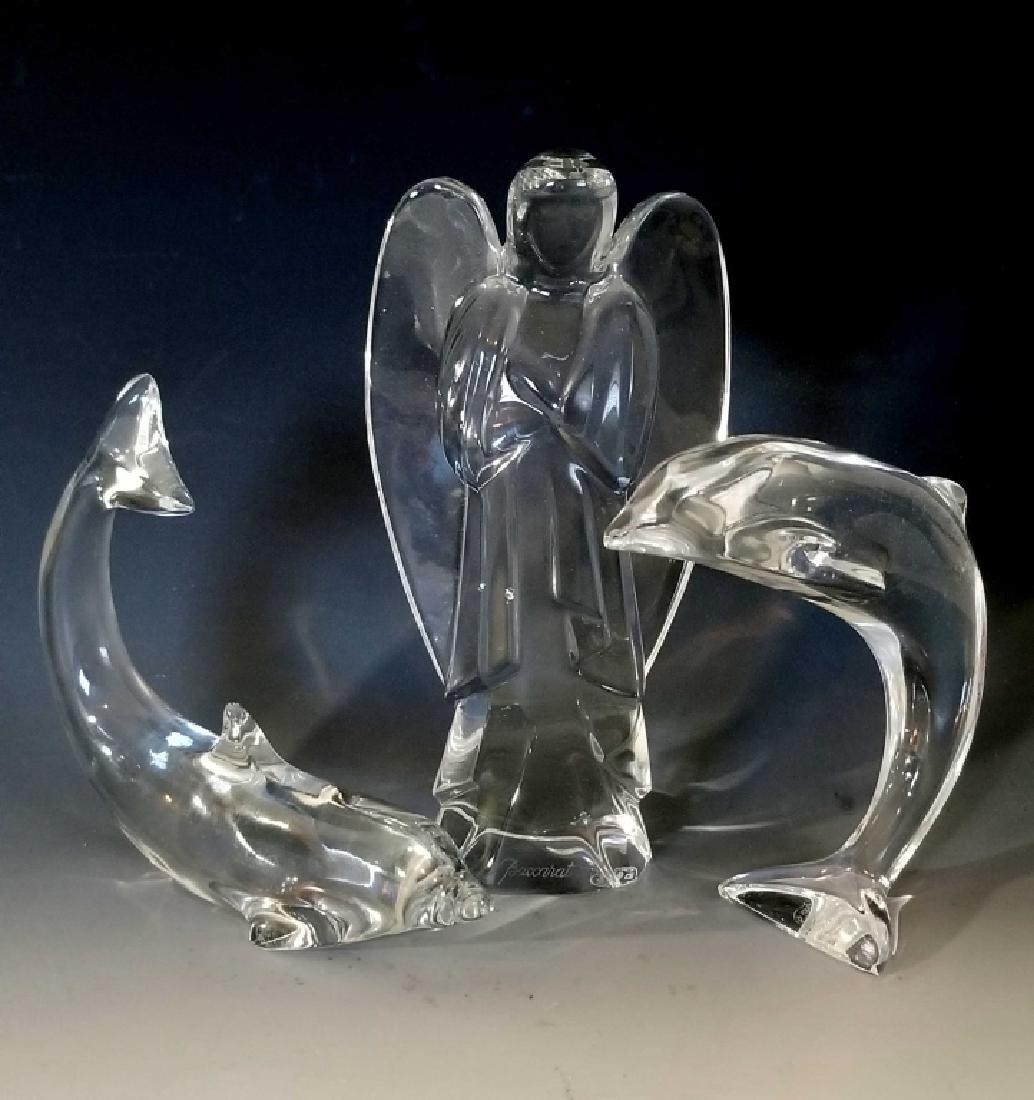 BACCARAT CRYSTAL FIGURINES DOLPHINS AND ANGEL (1 of 2)