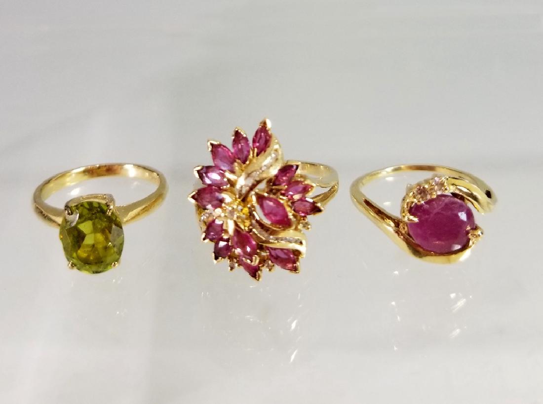 3 RINGS 14K YELLOW GOLD GEMSTONES AND DIAMONDS (1 of 5)