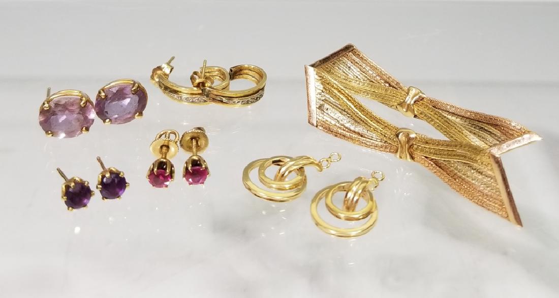 5 PAIRS OF 14K GOLD AND GEMSTONE EARRINGS (1 of 6)