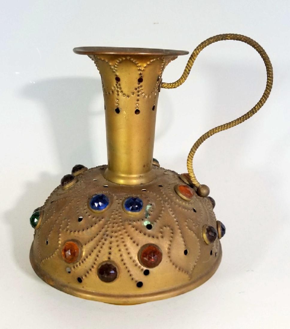 PIERCED BRASS PERFUME LAMP WITH JEWELS (1 of 5)