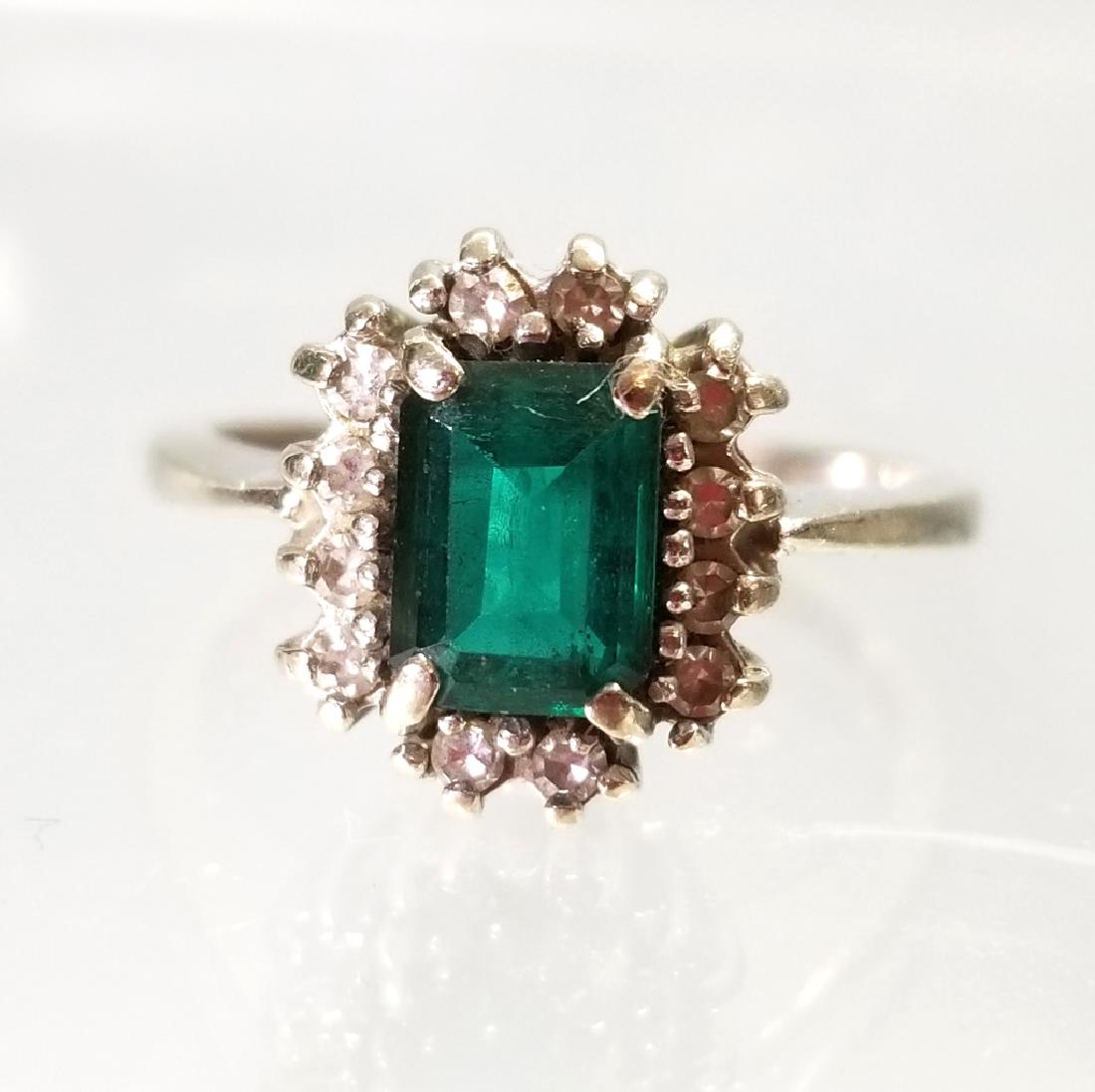 14K WHITE GOLD RING EMERALD AND DIAMONDS (1 of 3)