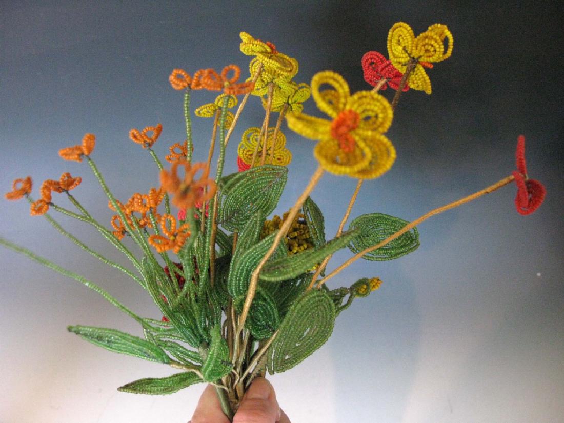 BOUQUET OF VICTORIAN GLASS BEAD FLOWERS (1 of 6)