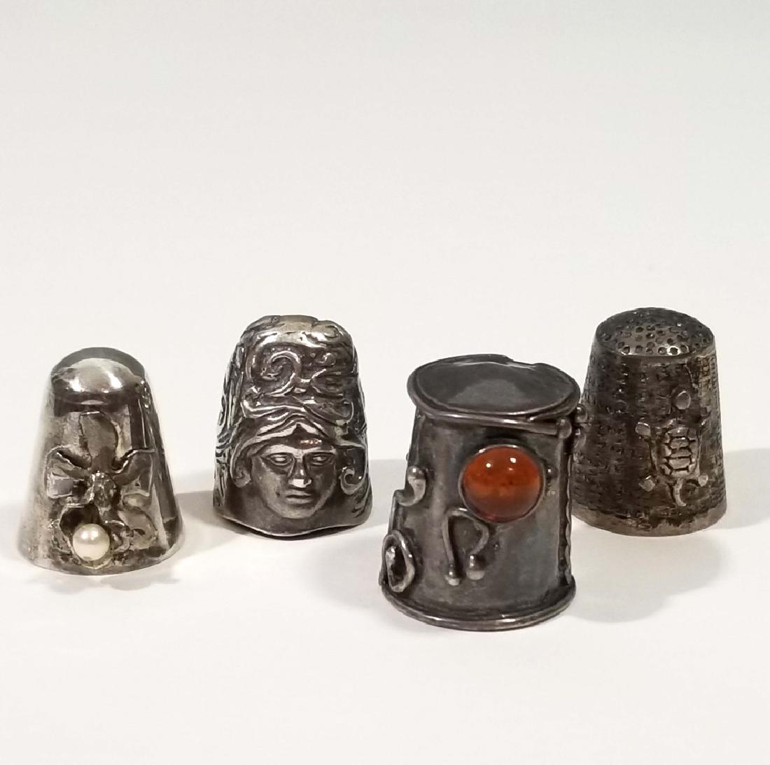 4 EUROPEAN SILVER THIMBLES (1 of 2)