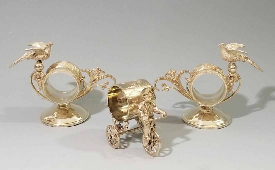 JAMES MACKIE SILVER NAPKIN RINGS BIRDS AND BICYCLE (1 of 5)