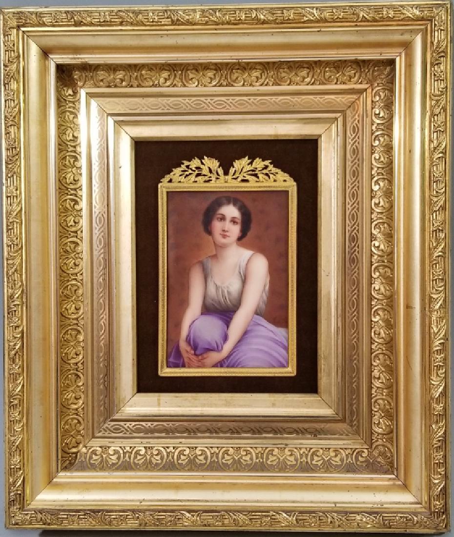 GERMAN PAINTED PORCELAIN PLAQUE CONTEMPLATION (1 of 8)