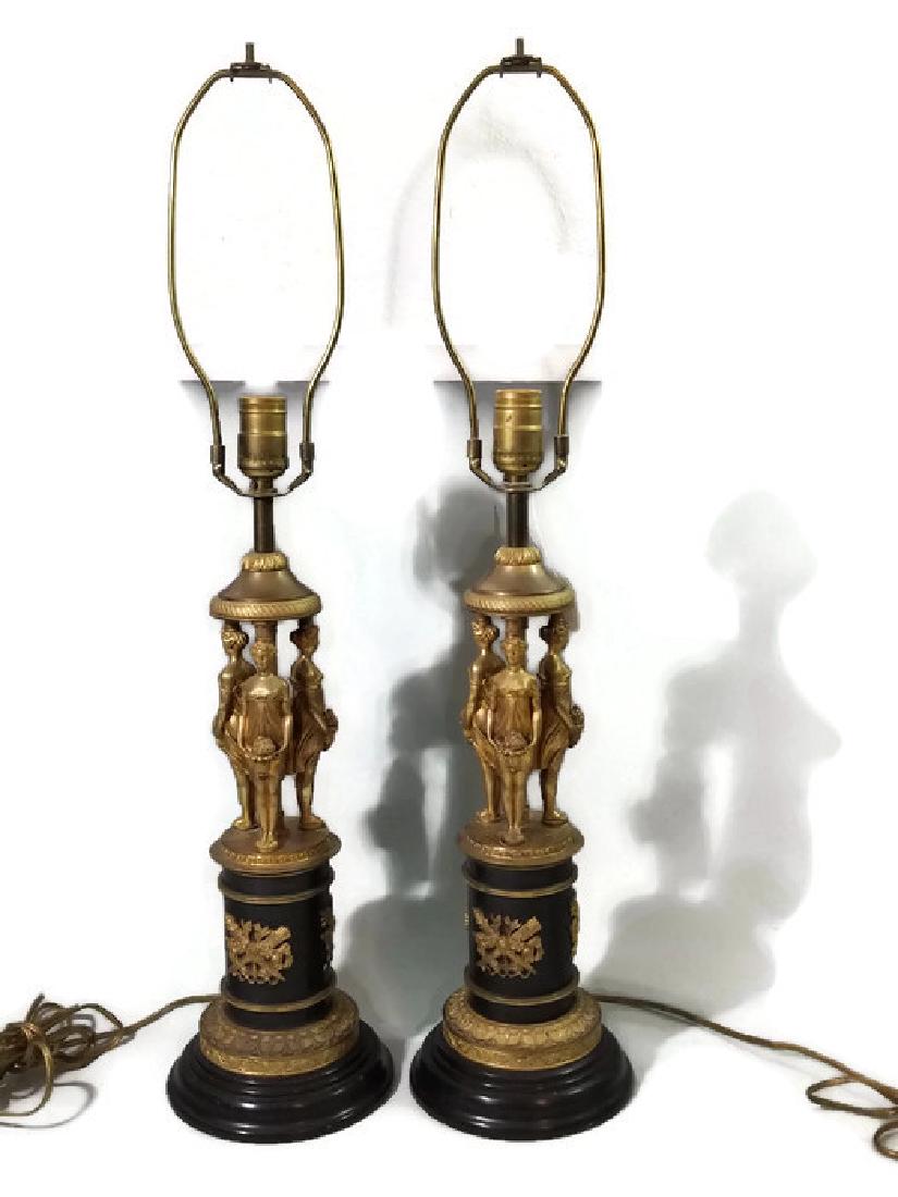 PAIR OF AUSTRIAN EMPIRE STYLE ORMOLU LAMPS (1 of 6)