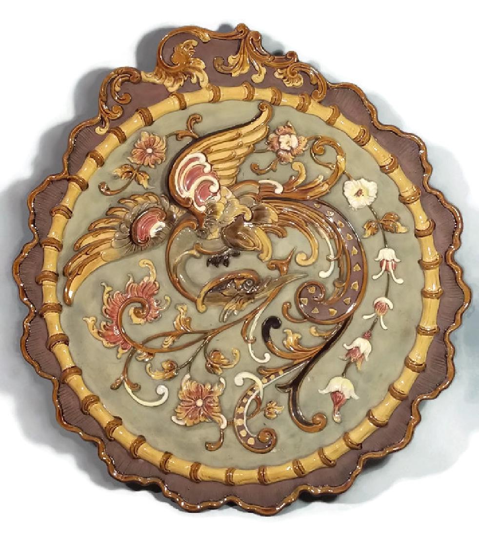 GERMAN WILHELM SCHILLER & SONS MAJOLICA CHARGER (1 of 8)