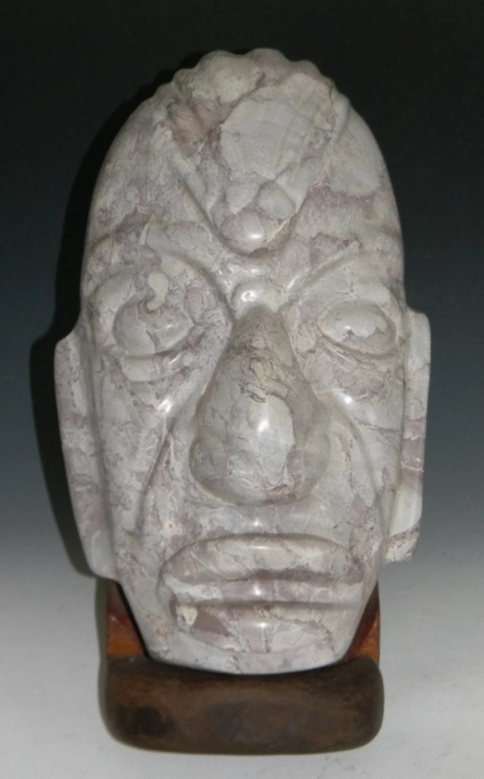 SOUTH AMERICAN PERUVIAN CARVED HARD STONE EFFIGY HEAD (1 of 6)