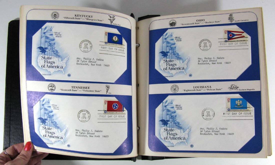 First Day Stamps 1976 Bicentennial State Flag Moon Mars: Also includes 1976 World's First Commemorative Stamped Envelop, 1969 Apollo 11 First Man on the Moon; 1st Day of Issue;Viking I Landing on Mars, The American Farmer, Seafaring.