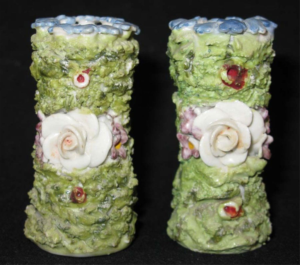 2 German Ceramic Elfinware Toothpick Holders: 2 German Ceramic Elfinware Toothpick Holders, each 2 1/2h."