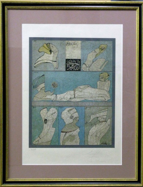 Mihail Chemiakin Ecritures 1977 Ltd Ed Lithograph: “Ecritures” lithograph by Mihail Chemiakin. This piece was published in 1977 by Jacques Carpentier, Paris and printed by Mourlot, Paris. This piece has been signed on the face by the artist and wa