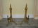 PAIR OF 19TH C BRASS ANDIRONS WITH URN FINIALS