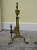 PAIR OF 19TH C BRASS ANDIRONS WITH URN FINIALS - 4
