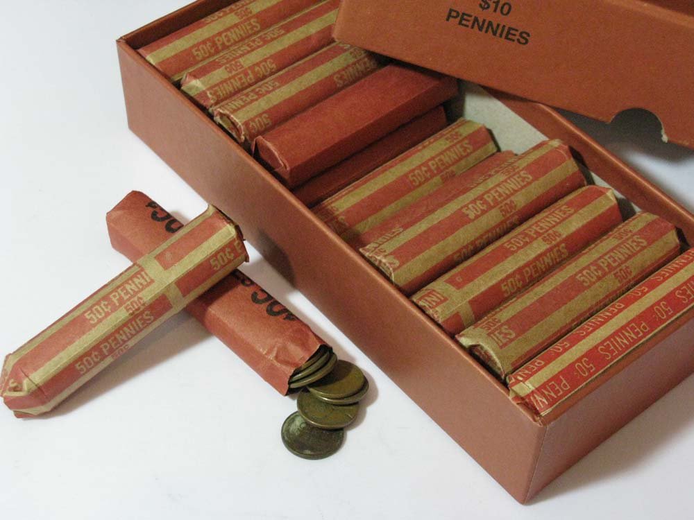 1000 WHEAT PENNIES in Unsearched Coin Rolls: 1000 WHEAT PENNIES: 20 Un-searched Rolls of Wheat Pennies.