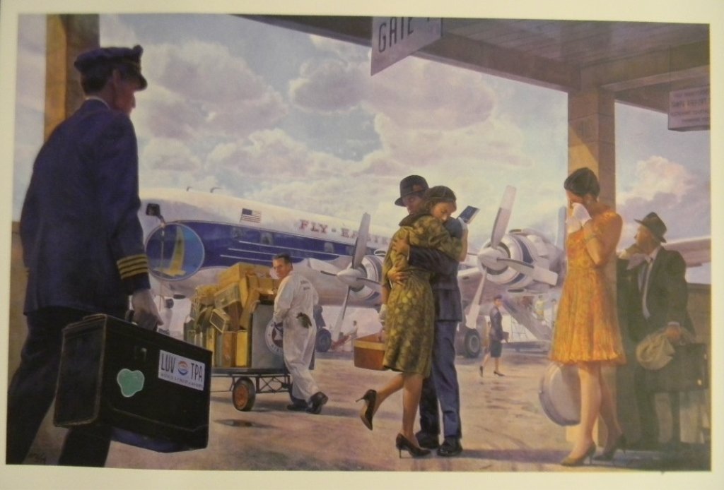 CHRISTOPHER STILL AP SIGNED LITHO BOARDING CALL: Christopher Still (20th/21th c., America), Artist Proof Offset lithograph after oil on canvas painting titled, "Final Boarding Call", includes key detailing the individual aspects of the image. Hand s