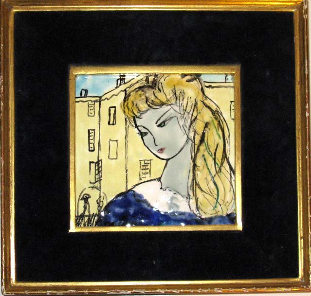 PROCERAM SIGNED FRENCH MID CENTURY TILE PORTRAIT (1 of 5)