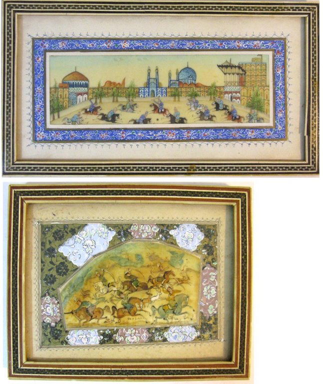 FAUX IVORY PERSIAN MINIATURE PAINTED PANELS (1 of 7)