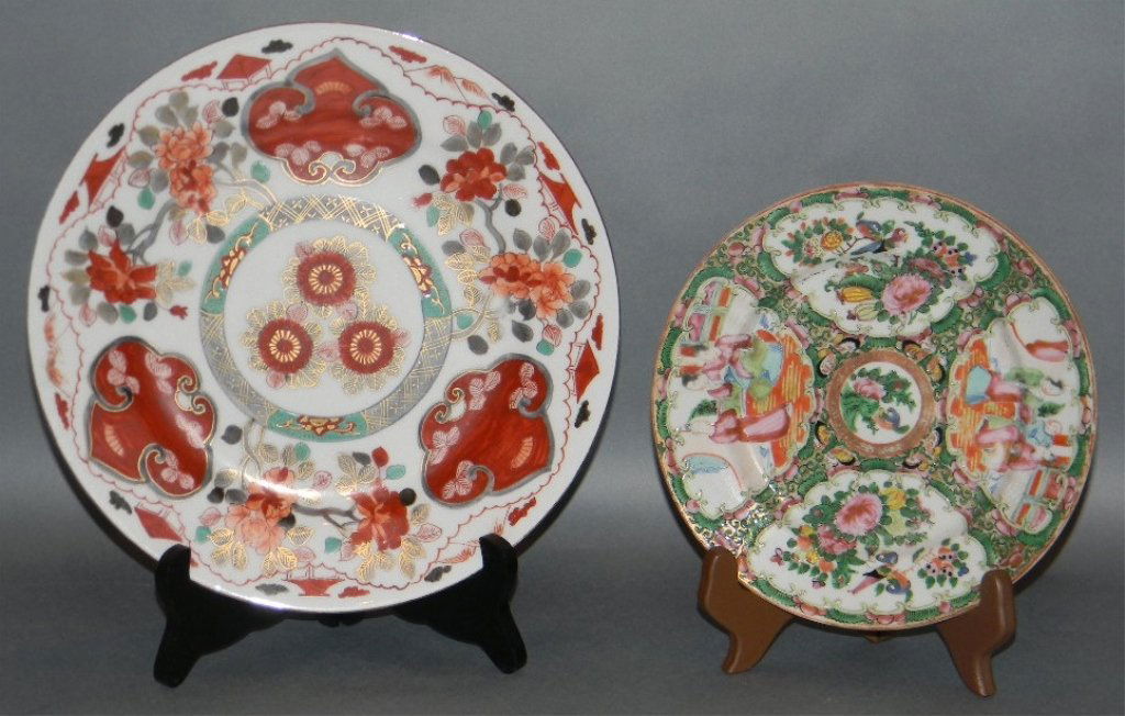JAPANESE 19th c IMARI & CHINESE ROSE MEDALLION (1 of 8)