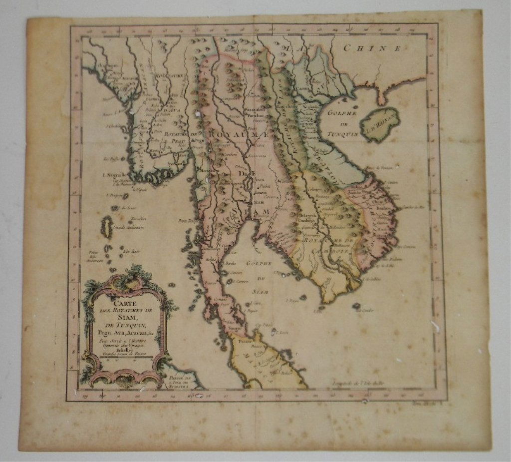 1764 JACQUES NICHOLAS BELLIN MAP ROYAUMES DE SIAM (1 of 4)