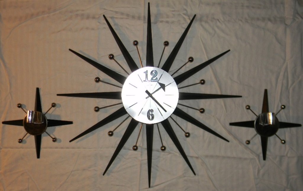 VINTAGE WELBY SUNBURST 3 PIECE CLOCK GARNITURE (1 of 8)